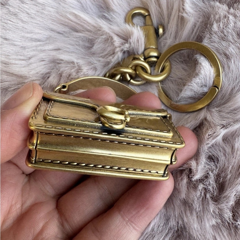 Coach Iconic Metal 3D Tabby Bag Charm Brass Keychain Key Fob - Picture 8 of 9